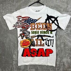 AWGE ASAP Mob American Flag Graphic T Shirt White Size Small